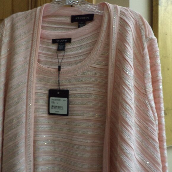 St. John Waterfall Cardigan Sweater+Tank Shades of Pink-Large NEW $1595 - Picture 2 of 16